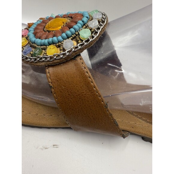 Madeline Stuart 8.5M Rhinestone Beaded Stone Embellishment Brown Sandals - Picture 6 of 11